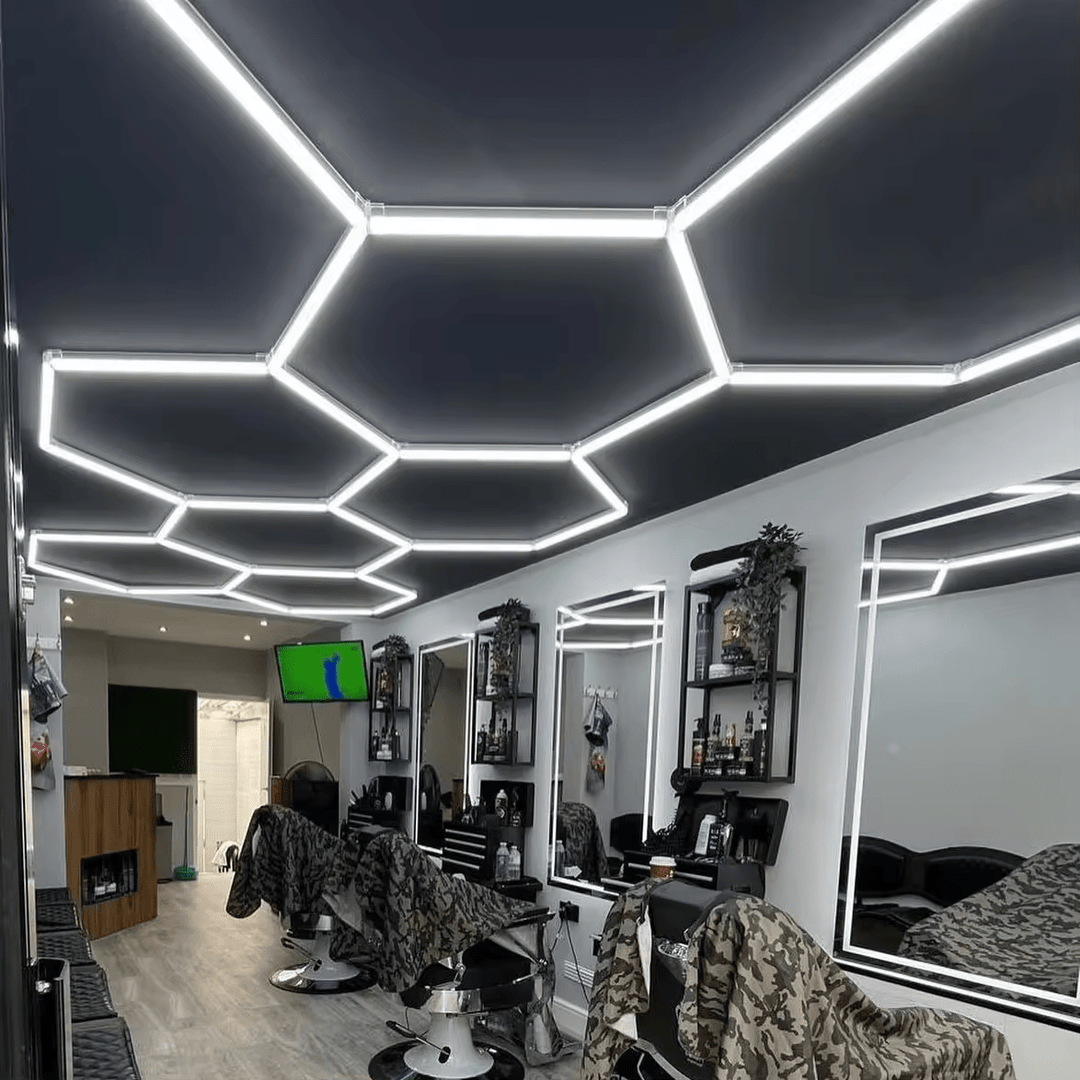 Dimmable Hexagon Lights – 8 Long Grid LED Garage Lighting (12.5' × 5.6' / 3.8 m × 1.7 m) for Garages – HEXLEDLIGHTING – Pic 4
