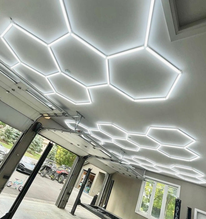 Dimmable Hexagon Lights – 8 Long Grid LED Garage Lighting (12.5' × 5.6' / 3.8 m × 1.7 m) for Garages – HEXLEDLIGHTING – Pic 6