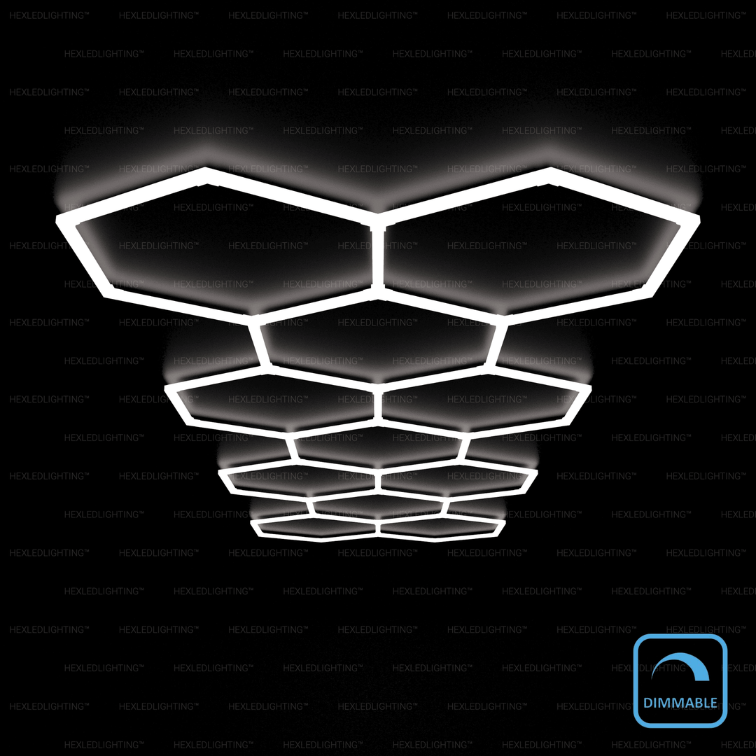 Dimmable Large 11 line grid hexagon LED lights – HEXLED Lighting