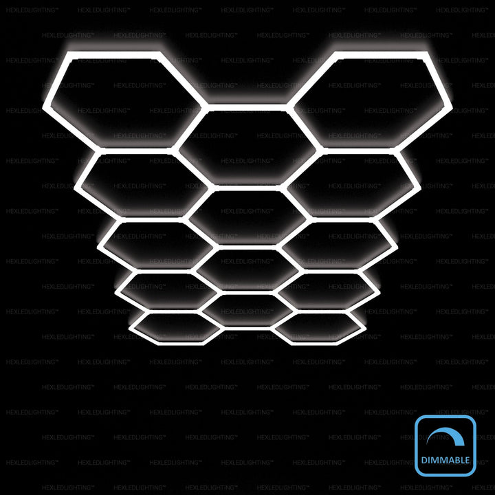Dimmable Large 14 grid hexagon LED garage lighting (17' × 9.8') – HEXLED Lighting