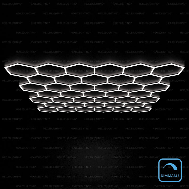 Dimmable Large 39 grid hexagon LED garage lighting (20' × 21.5') – HEXLED Lighting