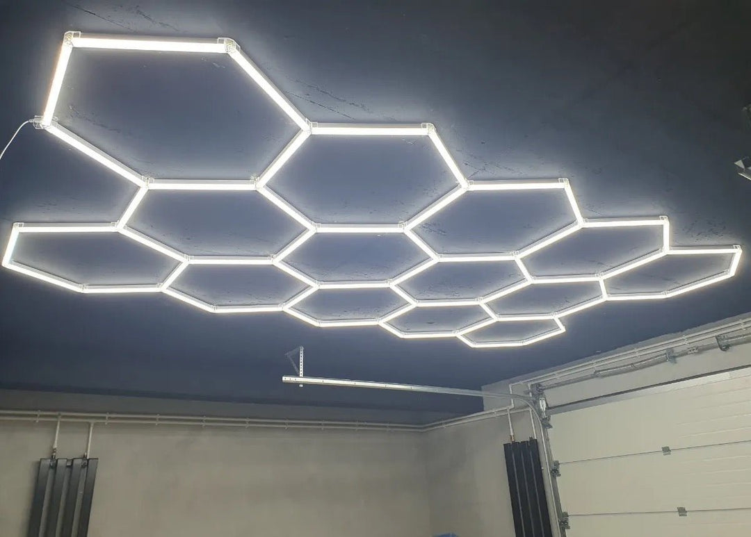 Hexagon Lights – 14 Grid LED Garage Lighting (13.1' × 7.9' / 4 m × 2.4 m) for Garages or shops – HEXLEDLIGHTING – Pic 12