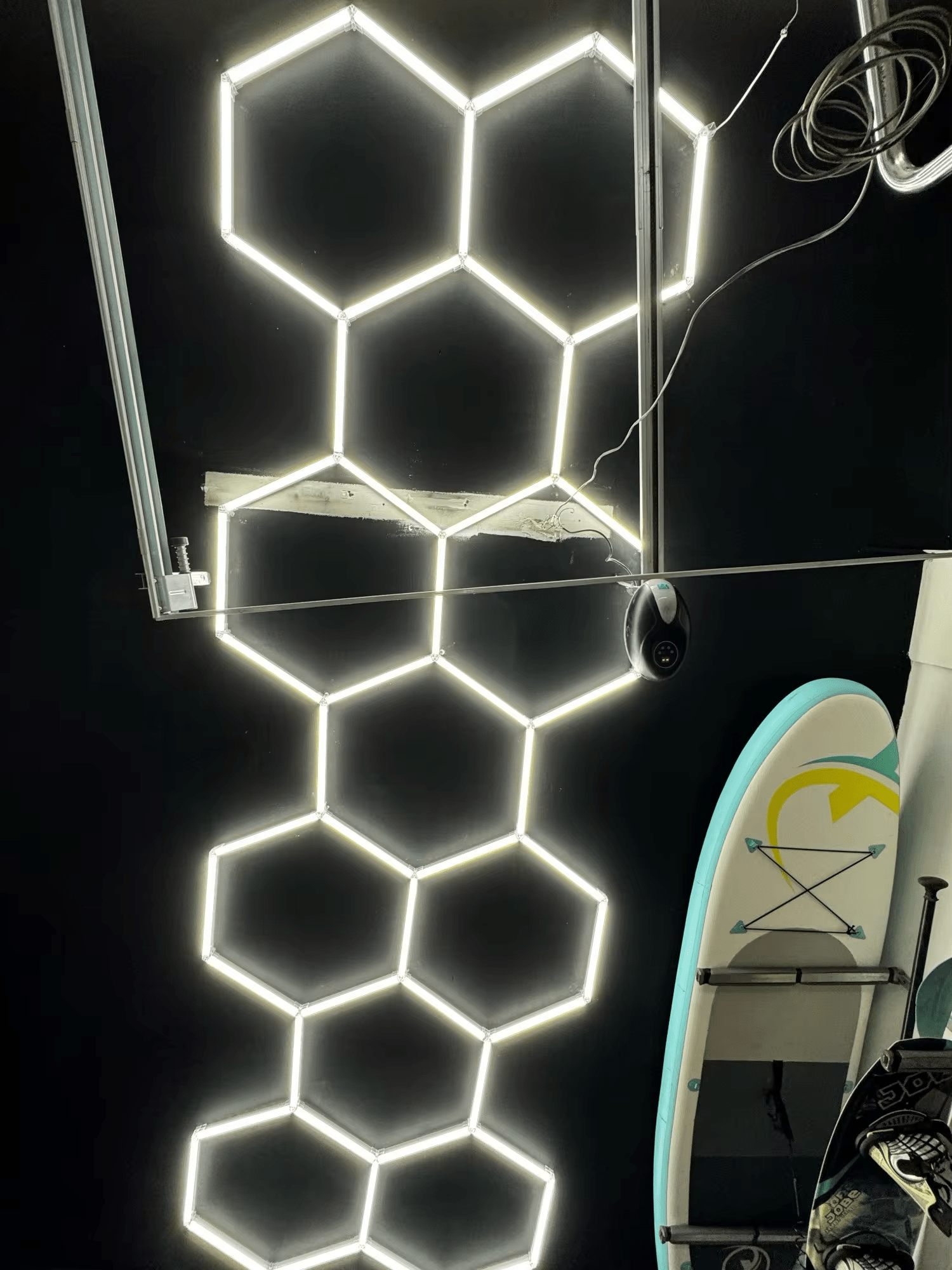 14-Panel Hexagonal LED Garage Lights - 6500 Lumens Each, Honeycomb Design For Showroom/Shop