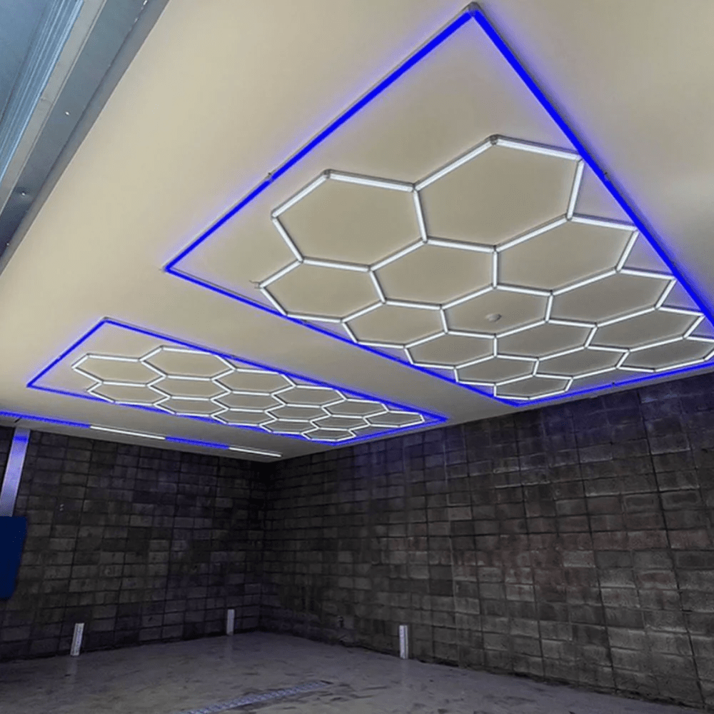Hexagon Lights – 15 Grid Color Border LED Garage Lighting (15.7' × 7.9' / 4.8 m × 2.4 m) for Garage HEXLEDLIGHTING Pic 12