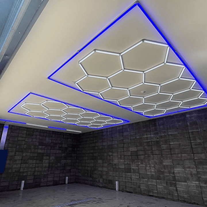 Hexagon Lights – 15 Grid Color Border LED Garage Lighting (15.7' × 7.9' / 4.8 m × 2.4 m) for Garage HEXLEDLIGHTING Pic 12