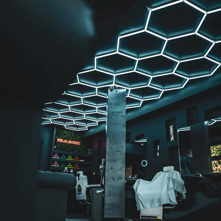 Large 17 grid hexagon lighting for garages and shops – HEXLED Lighting