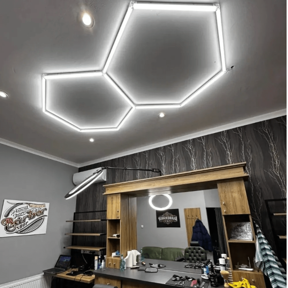Hexagon Lights – 2 - Grid LED Garage Lighting (5.3' × 3.1' / 1.6 m × 0.95 m) for Garages or shops – HEXLEDLIGHTING – Pic 4
