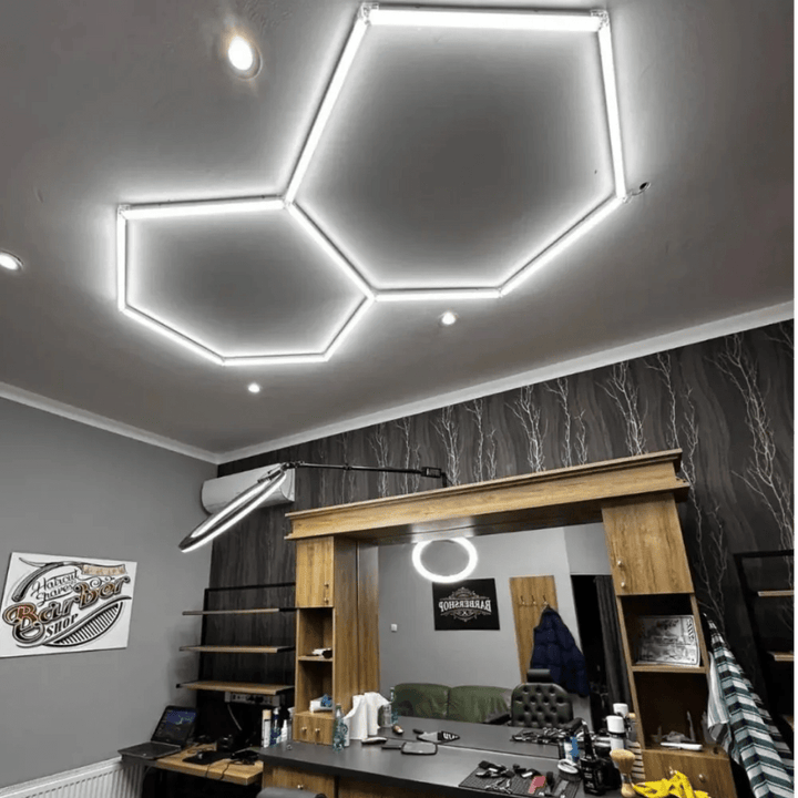 Hexagon Lights – 2 - Grid LED Garage Lighting (5.3' × 3.1' / 1.6 m × 0.95 m) for Garages or shops – HEXLEDLIGHTING – Pic 4