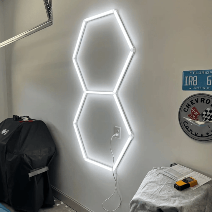 Hexagon Lights – 2 - Grid LED Garage Lighting (5.3' × 3.1' / 1.6 m × 0.95 m) for Garages or shops – HEXLEDLIGHTING – Pic 5