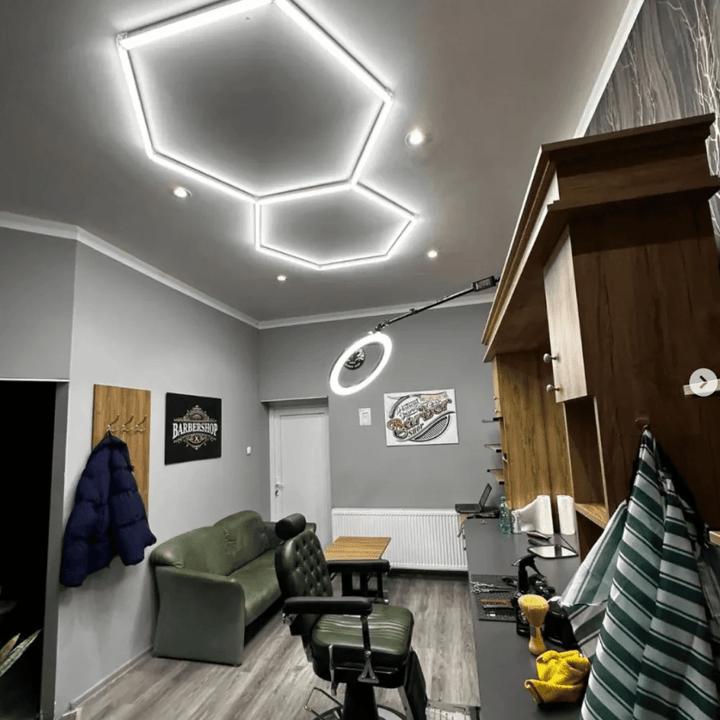Hexagon Lights – 2 - Grid LED Garage Lighting (5.3' × 3.1' / 1.6 m × 0.95 m) for Garages or shops – HEXLEDLIGHTING – Pic 2