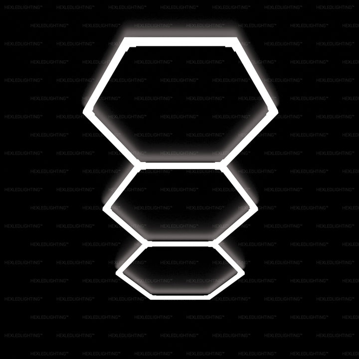 Hexagon Lights – 3 - Grid LED Garage Lighting (8.2' × 3' / 2.5 m × 0.9 m) for Garages or shops – HEXLEDLIGHTING – Pic 1