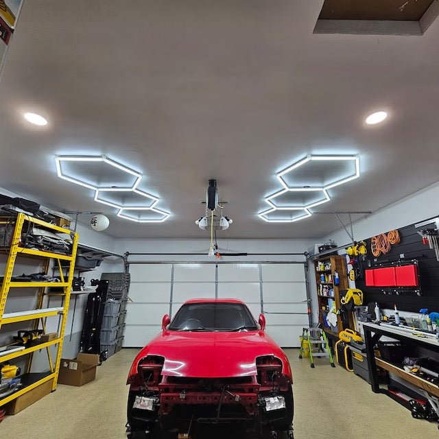 Hexagon Lights – 3 - Grid LED Garage Lighting (8.2' × 3' / 2.5 m × 0.9 m) for Garages or shops – HEXLEDLIGHTING – Pic 6