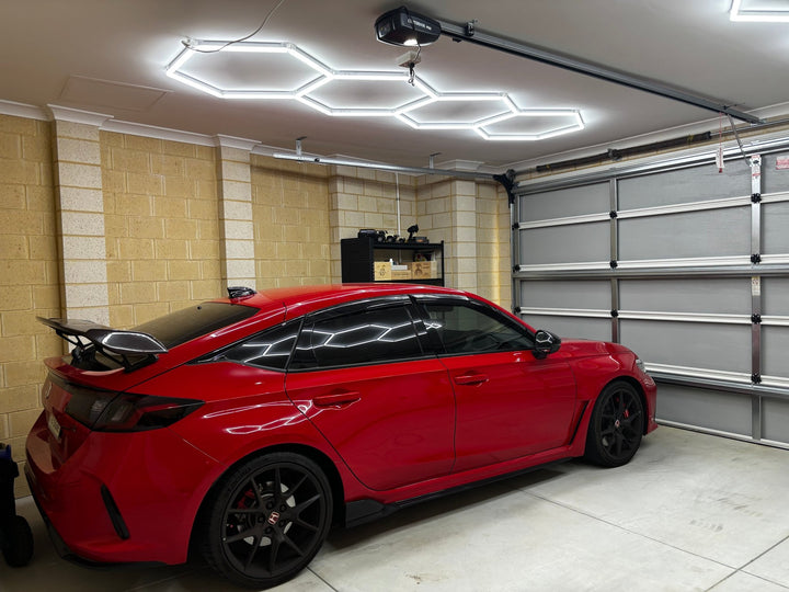 Hexagon Lights – 4 - Grid LED Garage Lighting (10.8' × 3.3' / 3.3 m × 1 m) for Garages or shops – HEXLEDLIGHTING – Pic 2