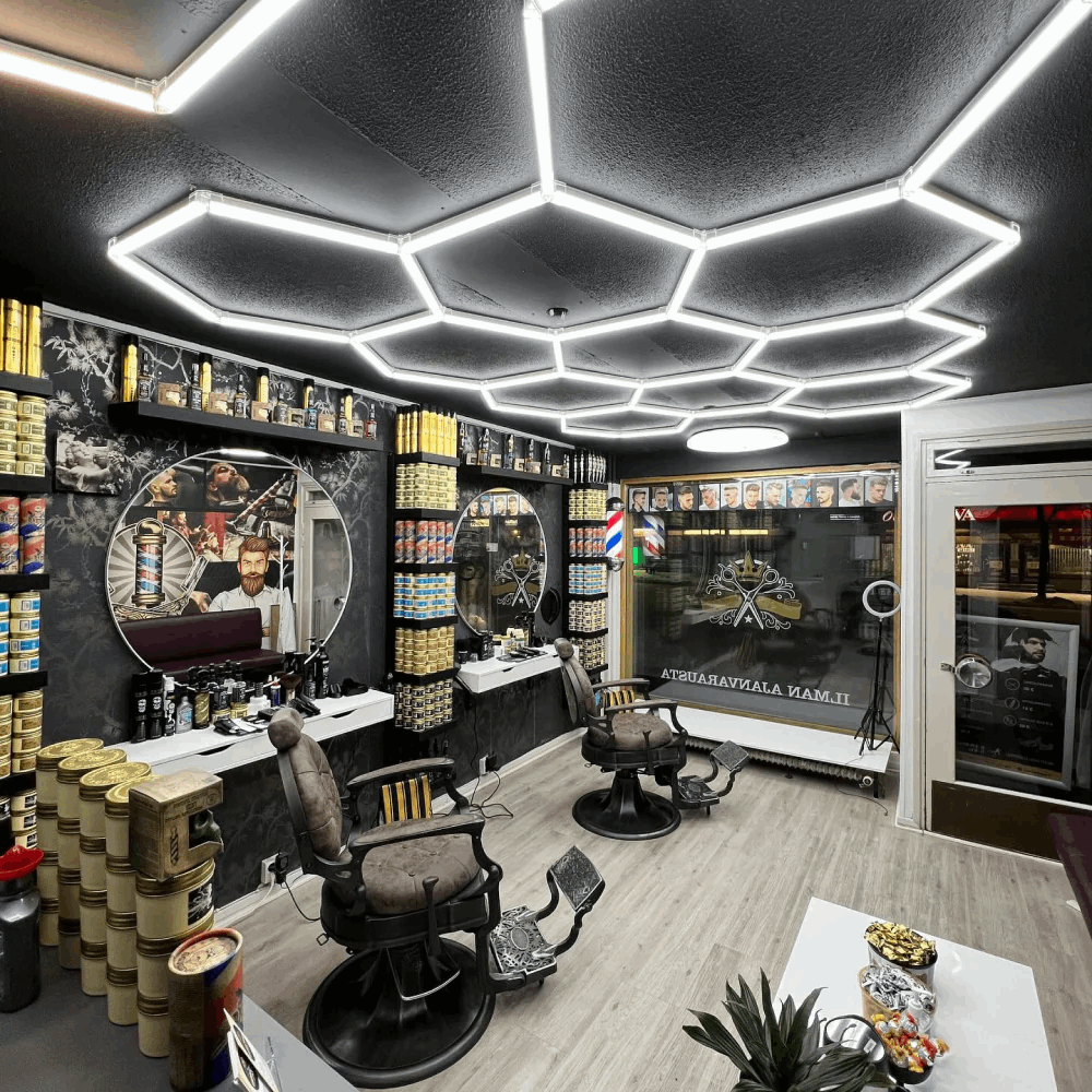 Large 11 grid hexagon lighting layout view – HEXLED Lighting