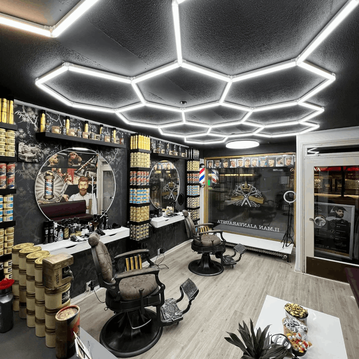 Large 11 grid hexagon lighting layout view – HEXLED Lighting