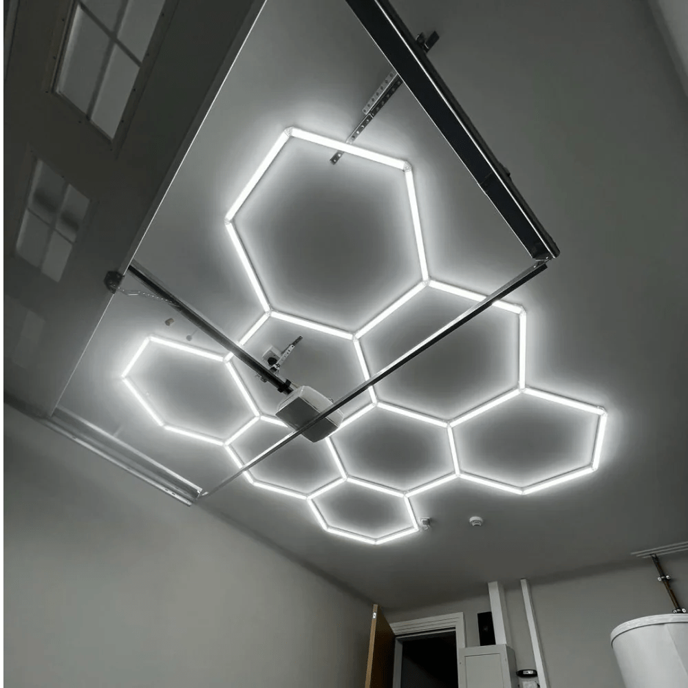 Hexagon Lights – Large 8 Grid LED Garage Lighting(10' × 9.8' / 3.09 m × 2.97 m) for Garages or shops – HEXLEDLIGHTING – Pic 8