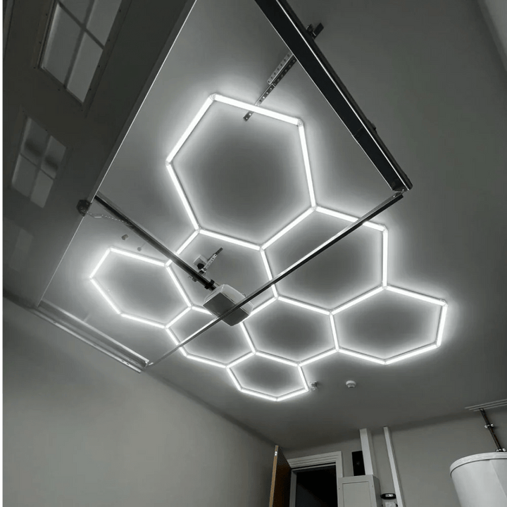 Hexagon Lights – Large 8 Grid LED Garage Lighting(10' × 9.8' / 3.09 m × 2.97 m) for Garages or shops – HEXLEDLIGHTING – Pic 8