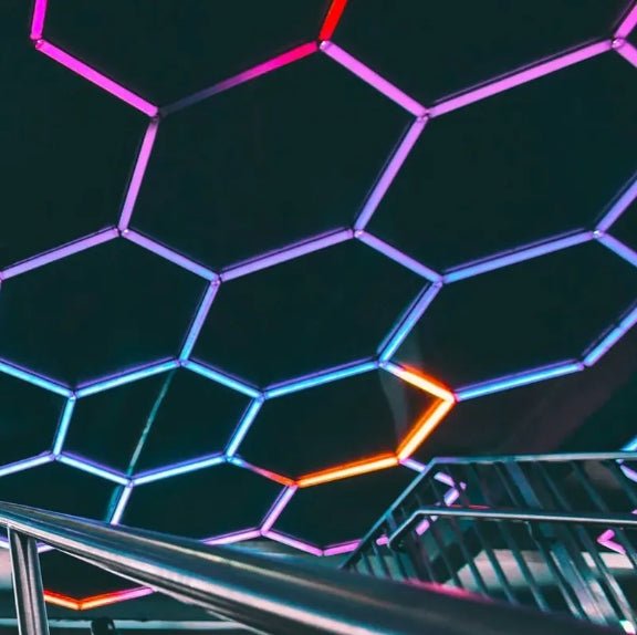 Hexagon RGB Lights – 4 - Line Grid System (11.2 ft × 3.9 ft / 3.4 m × 1.2 m) for Garages or shops – HEXLEDLIGHTING – Pic 6